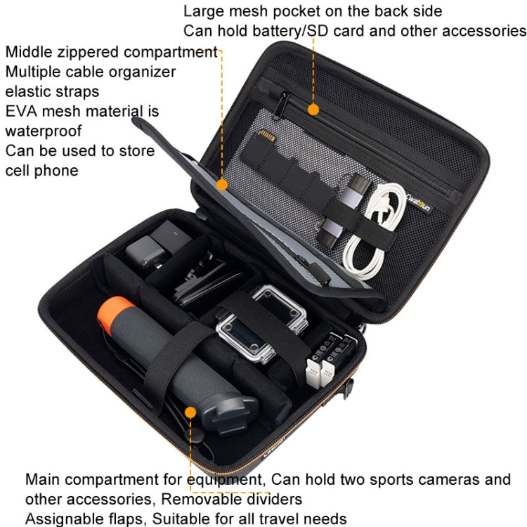 Cwatcun H91 Medium Sports Camera Case Portable Waterproof EVA Digital Camera Storage Bag(Black) - free shipping - PMC TechLife - Order now!