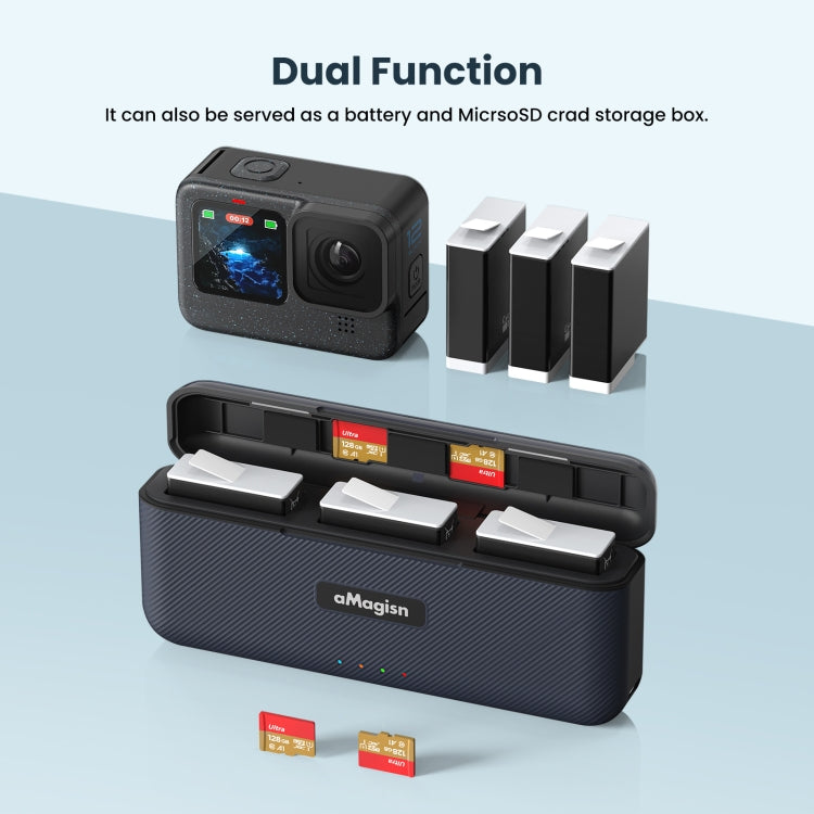 AMagisn Portable Fast Charge Hub For GoPro HERO12 Black / HERO11 Black / HERO10 Black / HERO9 Black - Charger by aMagisn | Online Shopping South Africa | PMC TechLife | Buy Now Pay Later Mobicred