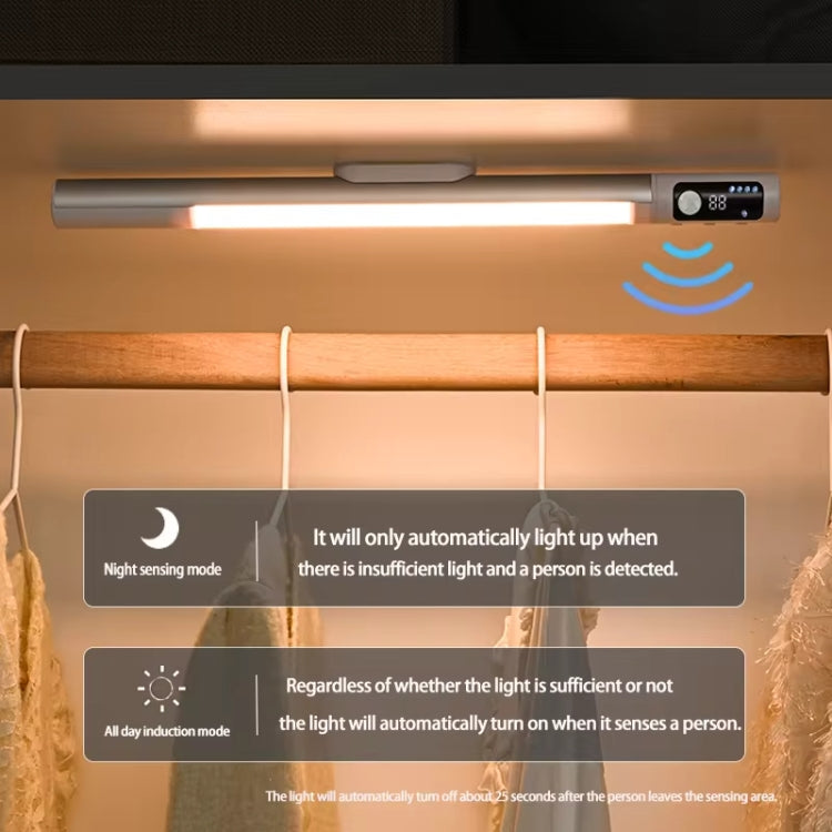 Rechargeable Under Cabinet LED Motion Sensor Night Light with Digital Display 1200mAH(Silver) - Sensor LED Lights by PMC TechLife | Online Shopping South Africa | PMC TechLife | Buy Now Pay Later Mobicred