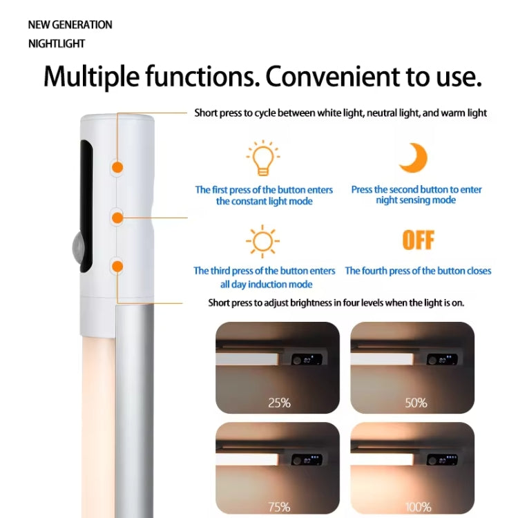 Rechargeable Under Cabinet LED Motion Sensor Night Light with Digital Display 2000mAH(Black) - Sensor LED Lights by PMC TechLife | Online Shopping South Africa | PMC TechLife | Buy Now Pay Later Mobicred