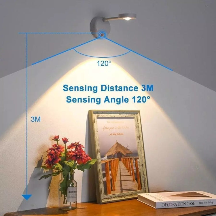 Rechargeable LED Motion Sensor Wireless Spotlight Dimmable Picture Light 2000mAH(White) - Sensor LED Lights by PMC TechLife | Online Shopping South Africa | PMC TechLife | Buy Now Pay Later Mobicred