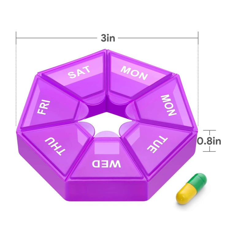 2pcs Portable Transparent Moisture-Proof Weekly 7-grids Pill Storage Box(Purple) - free shipping - PMC TechLife - Order now!