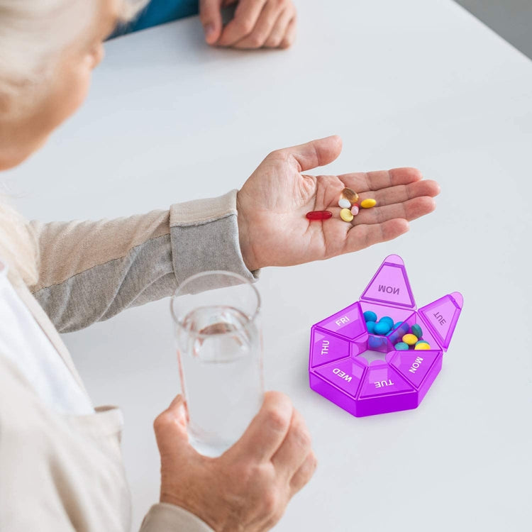 2pcs Portable Transparent Moisture-Proof Weekly 7-grids Pill Storage Box(Purple) - free shipping - PMC TechLife - Order now!