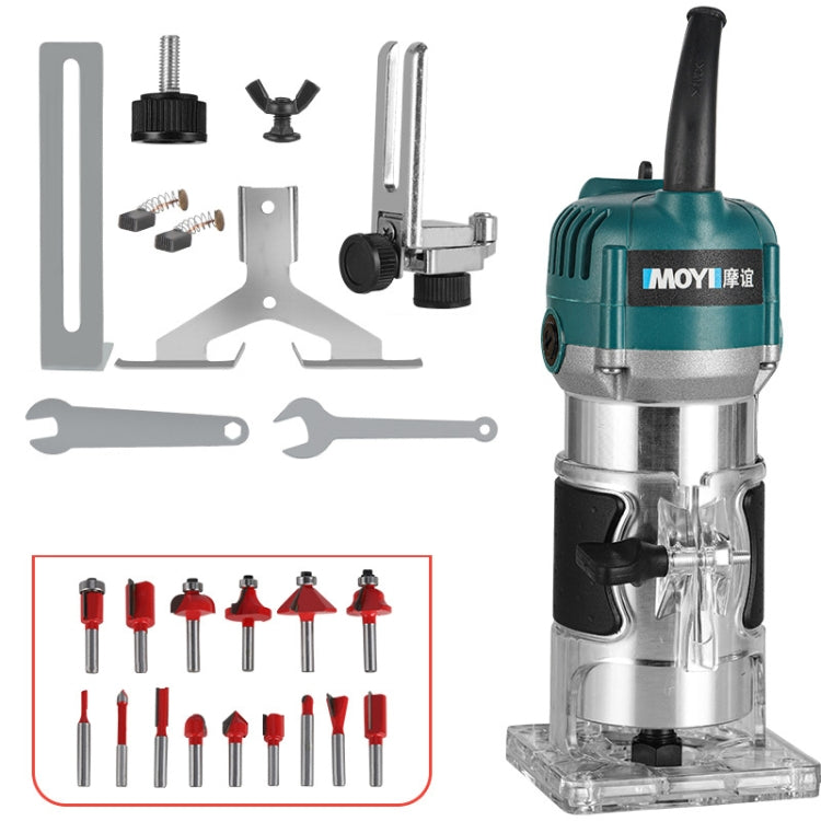 MOYI Aluminum Body Multifunctional Small Electric Woodworking Carving Slotting Trimming Machine, Specifications: 15 Milling Cutters EU Plug - free shipping - PMc TechLife - Order now!
