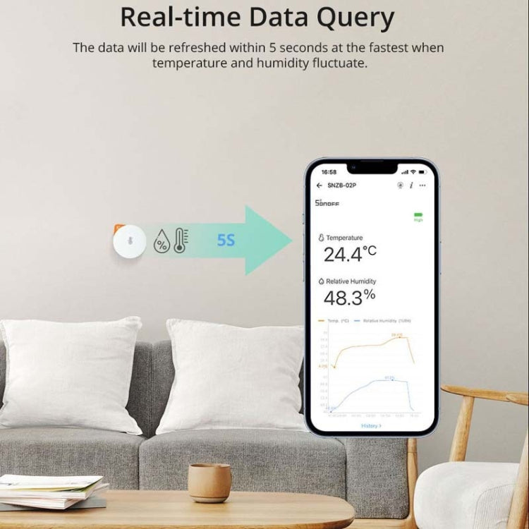 Sonoff SNZB-02P Wireless Temperature And Humidity Sensor Detector Smart Home - Smart Switch by Sonoff | Online Shopping South Africa | PMC TechLife | Buy Now Pay Later Mobicred