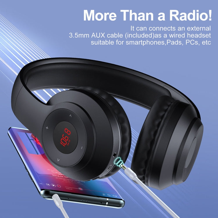 X5 Portable Digital Display Folding Headset FM Radio Headphones, Color: Charging Black - Radio Player by PMC TechLife | Online Shopping South Africa | PMC TechLife | Buy Now Pay Later Mobicred