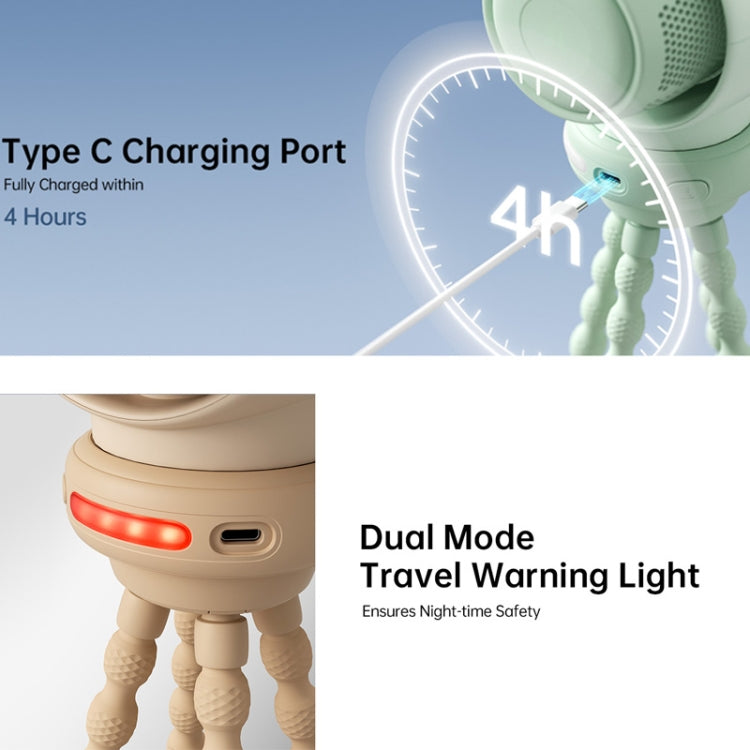 JisuLife Stroller Fan Life2S High Speed Energy Saving Stroller Mini Fan Octopus Bladeless Swingable Head Air Purifying Fan(Brown) - free shipping - PMC TechLife - Order now!