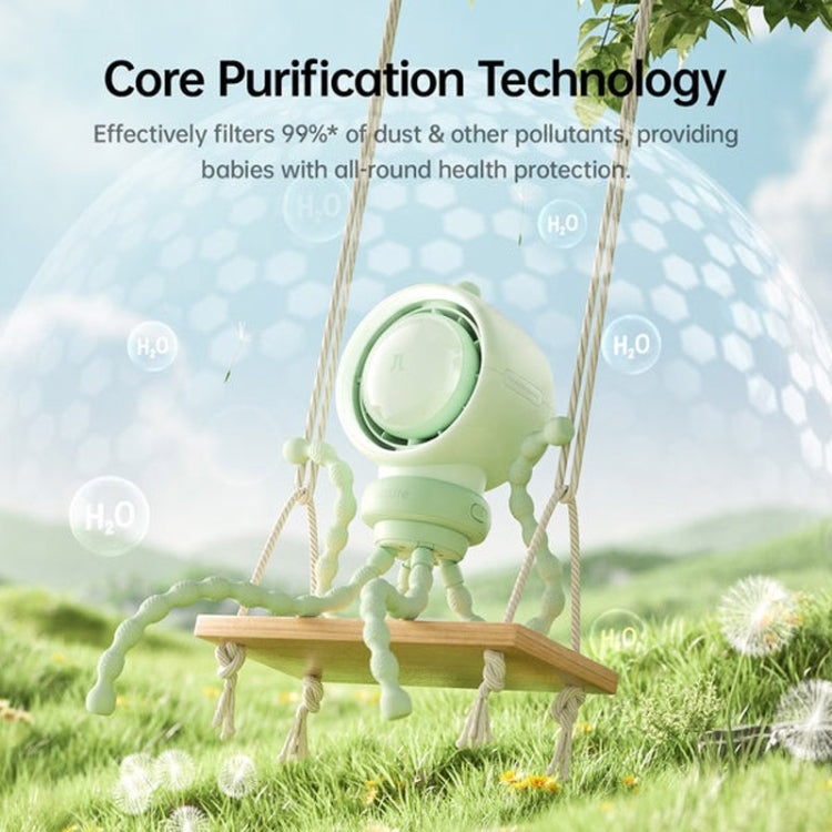 JisuLife Stroller Fan Life2S High Speed Energy Saving Stroller Mini Fan Octopus Bladeless Swingable Head Air Purifying Fan(Mint Green) - free shipping - PMC TechLife - Order now!
