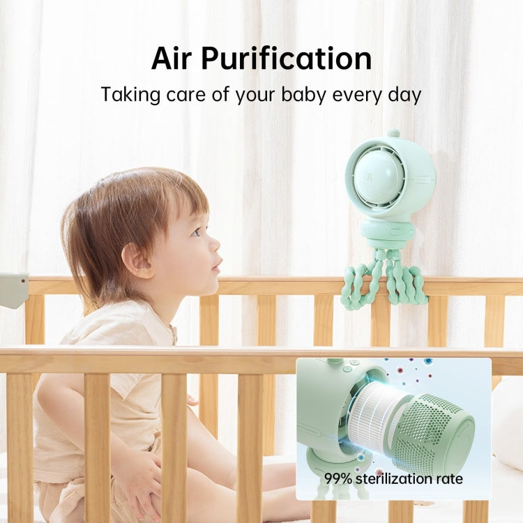 JisuLife Stroller Fan Life2S High Speed Energy Saving Stroller Mini Fan Octopus Bladeless Swingable Head Air Purifying Fan(Brown) - free shipping - PMC TechLife - Order now!