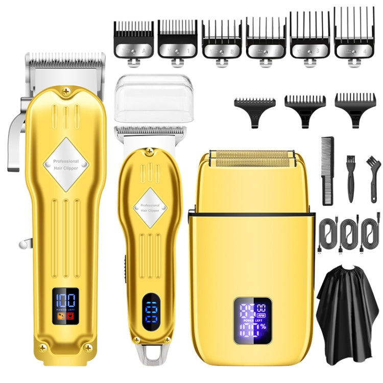 3pcs /Set Men Home Hair Salon High-power Hair Clipper(Gold) - free shipping - PMC TechLife - Order now!