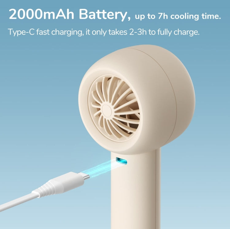 JisuLife FA42 Handheld Portable Small Rechargeable Turbo Fan, Color: Brown 2000mAh - free shipping - PMC TechLife - Order now!