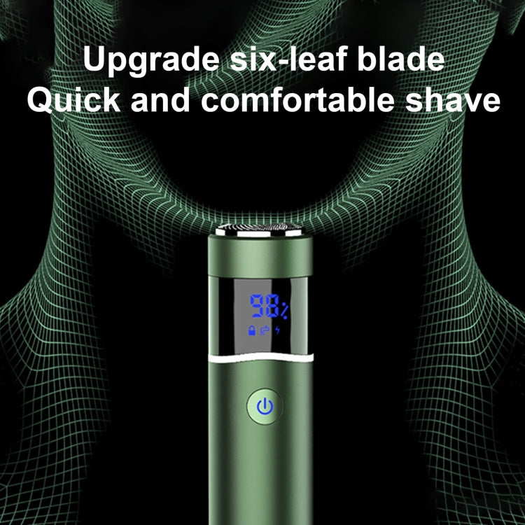 S-1090 IPX7 Waterproof 8D Portable LED Digital Display Round Electric Shaver(Green) - Electric Shavers by PMC TechLife | Online Shopping South Africa | PMC TechLife | Buy Now Pay Later Mobicred