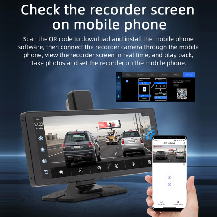 Car Bluetooth Portable DVR Monitor Support Carplay/Android Auto, Specifications: Display - Car MP3 & MP4 & MP5 by PMC Jewellery | Online Shopping South Africa | PMC Jewellery | Buy Now Pay Later Mobicred