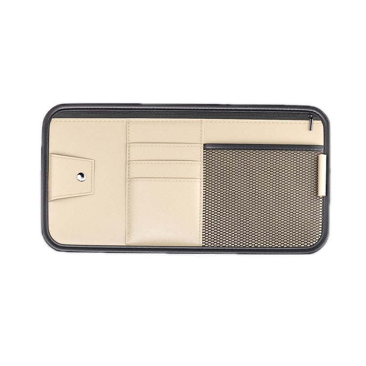 Car Sun Visor Card Glasses Holder Zipper Storage Bag(Beige) - Sunglasses & Glasses Clips by PMC Jewellery | Online Shopping South Africa | PMC Jewellery | Buy Now Pay Later Mobicred