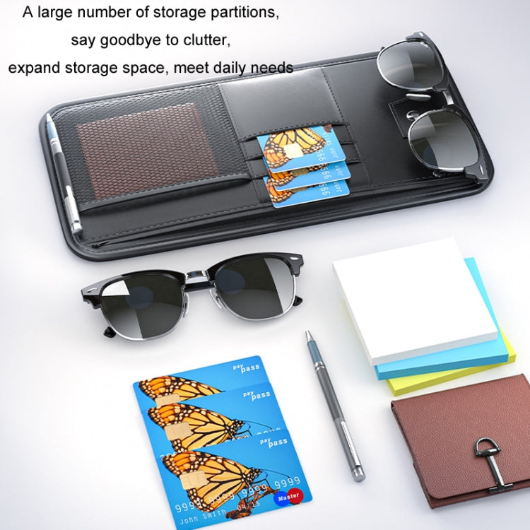 Car Sun Visor Card Glasses Holder Zipper Storage Bag(Gray) - Sunglasses & Glasses Clips by PMC Jewellery | Online Shopping South Africa | PMC Jewellery | Buy Now Pay Later Mobicred