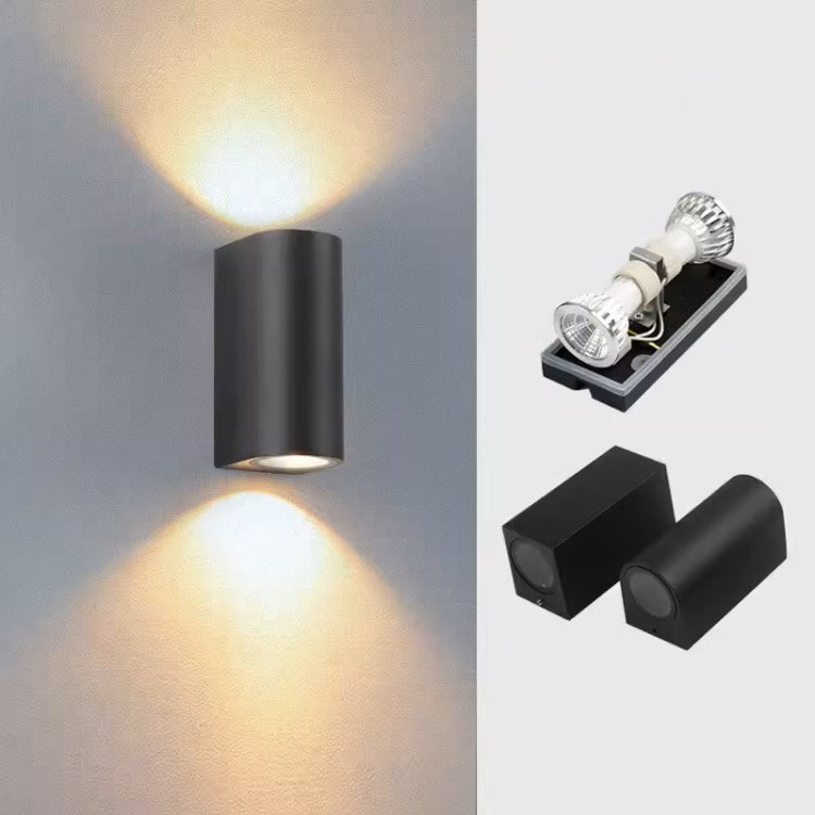 LED Outdoor Wall Lights Waterproof Exterior Villa Door Patio Lights Background Glow Spotlights, Style: 2-head Round With GU10 Bulb(Warm White) - Floodlights by PMc TechLife | Online Shopping South Africa | PMc TechLife | Buy Now Pay Later Mobicred