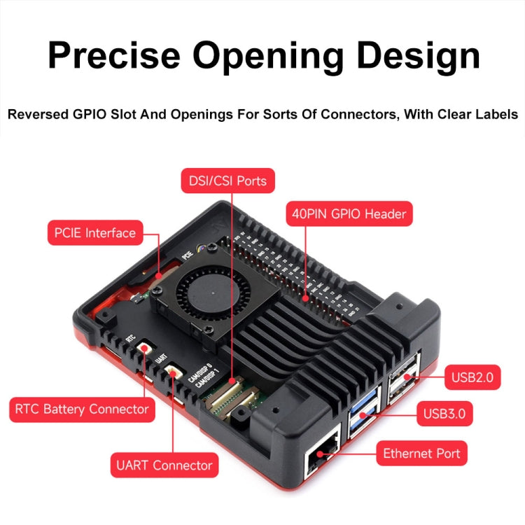 Waveshare 26587 For Raspberry Pi 5 Argon Neo Aluminum Alloy Case, Spec: Standard - free shipping - PMC Jewellery - Order now!