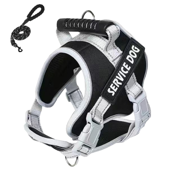 Large Dog Explosion Proof Punch Chest Harness Dog Travelling Leash, Style: Black+2m Round Rope(L) - Leashes & Chest Strap by PMC TechLife | Online Shopping South Africa | PMC TechLife | Buy Now Pay Later Mobicred