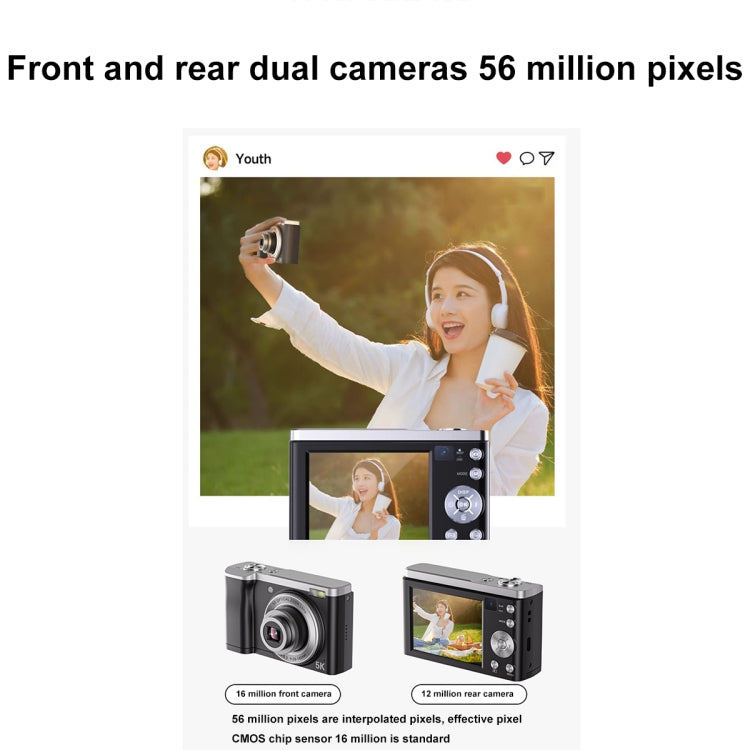 DC305X 5K/30FPS 2.8-Inch HD Shooting 5X Optical Zoom Anti-Shake Digital Camera, Color: White US Plug - Children Cameras by PMC TechLife | Online Shopping South Africa | PMC TechLife | Buy Now Pay Later Mobicred