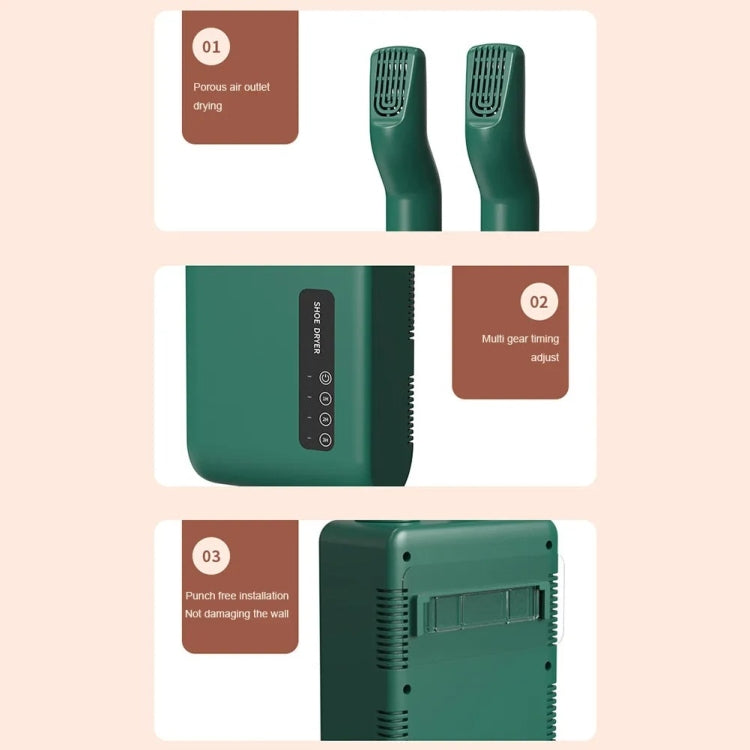 140W Boot Dryer Wall Mounted Shoes Warmer Heater, 3 Gear Timing, 360 Degree Rotating Air Outlet EU Plug(White) - free shipping - PMC TechLife - Order now!