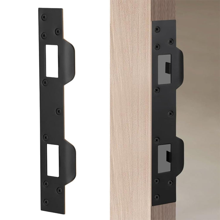 Heavy Duty Metal Latch Plate for Exterior Interior Door Double Hole Reinforcement Striker Plates(Black) - Door Locks & Cabinet Locks by PMc TechLife | Online Shopping South Africa | PMc TechLife | Buy Now Pay Later Mobicred
