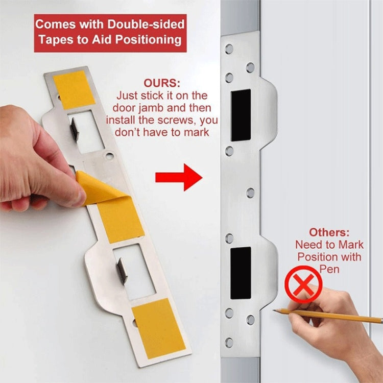 Heavy Duty Metal Latch Plate for Exterior Interior Door Double Hole Reinforcement Striker Plates(Black) - Door Locks & Cabinet Locks by PMc TechLife | Online Shopping South Africa | PMc TechLife | Buy Now Pay Later Mobicred