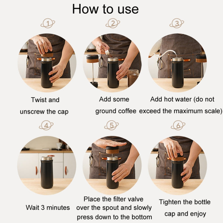 Portable Thermos Tea Brewer Coffee Filter Stainless Steel Carry-On French Press Kettle, Capacity: 320ml - free shipping - PMC TechLife - Order now!