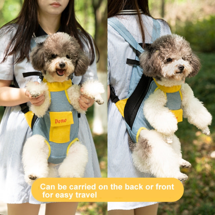 DONO Pet Four-legged Bag Outdoor Carrying Bag Breathable Backpack, Size: L(Blue Yellow) - Pet Bags by DONO | Online Shopping South Africa | PMC TechLife | Buy Now Pay Later Mobicred