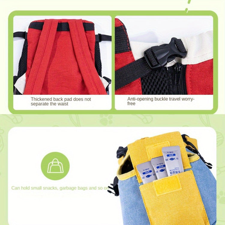 DONO Pet Four-legged Bag Outdoor Carrying Bag Breathable Backpack, Size: XL(Blue Yellow) - free shipping - PMC TechLife - Order now!