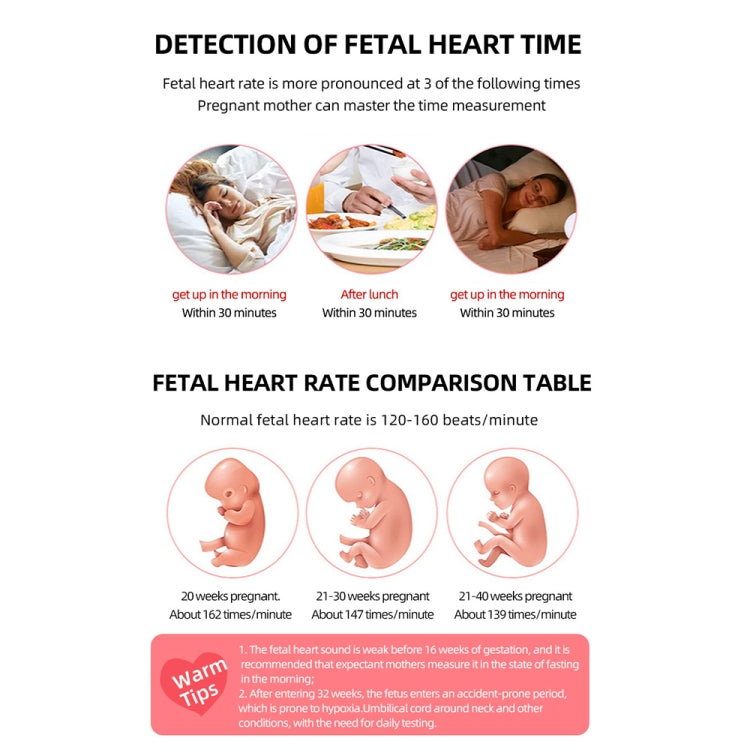 T505 IP5 Dustproof And Water-resistant Pregnant Women Home Doppler Fetal Heart Rate Monitor(Pink) - free shipping - PMC TechLife - Order now!