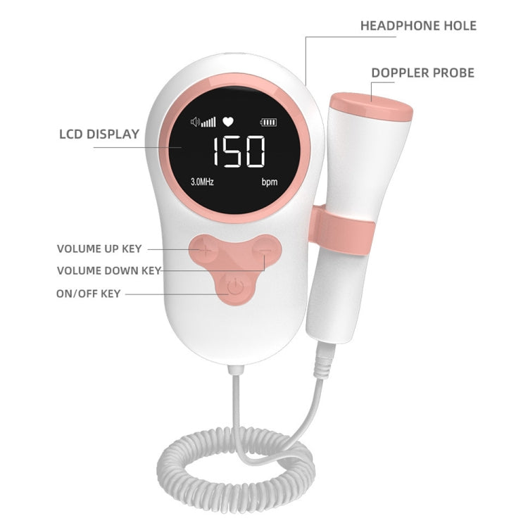 T505 IP5 Dustproof And Water-resistant Pregnant Women Home Doppler Fetal Heart Rate Monitor(Pink) - free shipping - PMC TechLife - Order now!