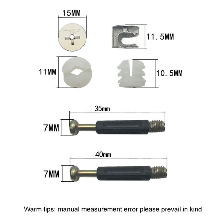 10pcs 40mm 3 In 1 Screw Connector Furniture Link Fixer Closet Eccentric Wheel Nut Connection Fastener - Furniture Accessories by PMC TechLife | Online Shopping South Africa | PMC TechLife | Buy Now Pay Later Mobicred