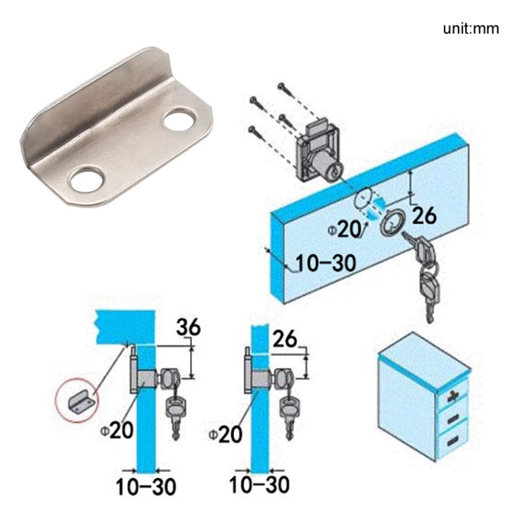 10pcs Lock Accessories L-Shaped Right Angle Office Drawer Lock Plate Furniture Parts Door Stopper(Silver) - Furniture Accessories by PMC TechLife | Online Shopping South Africa | PMC TechLife | Buy Now Pay Later Mobicred