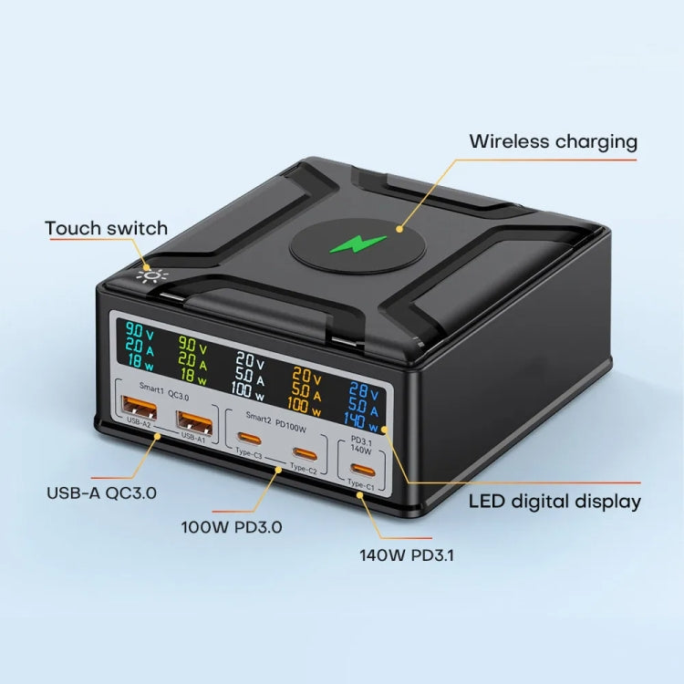 868D 6-In-1 260W High-Power Type-C+USB Multi Ports Charger Supports QI Wireless Charging(AU Plug) - free shipping - PMC Jewellery - Order now!