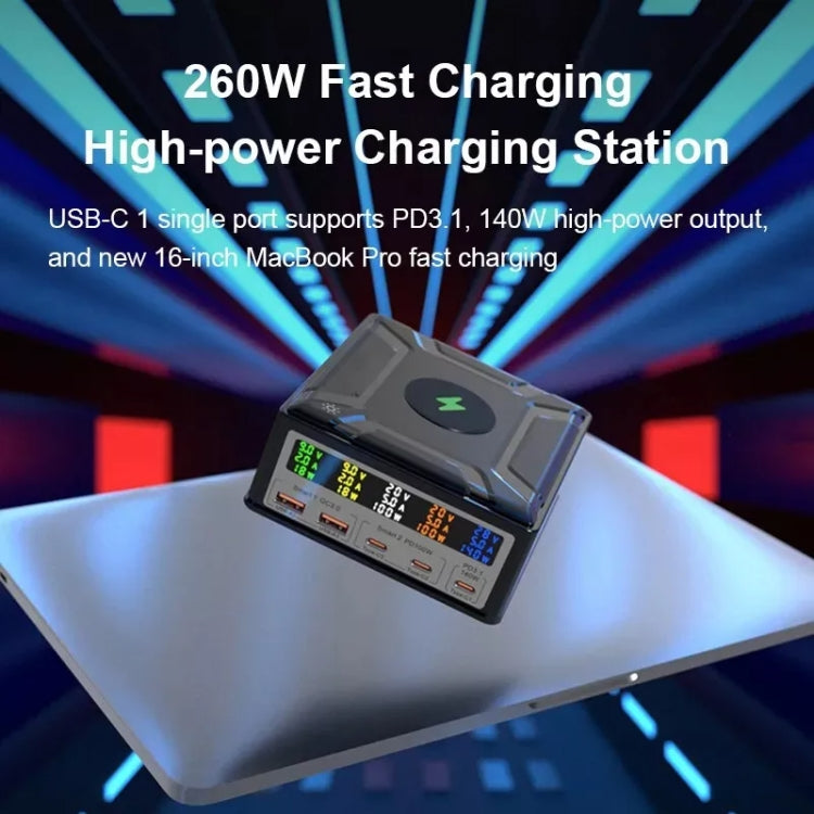 868D 6-In-1 260W High-Power Type-C+USB Multi Ports Charger Supports QI Wireless Charging(AU Plug) - free shipping - PMC Jewellery - Order now!