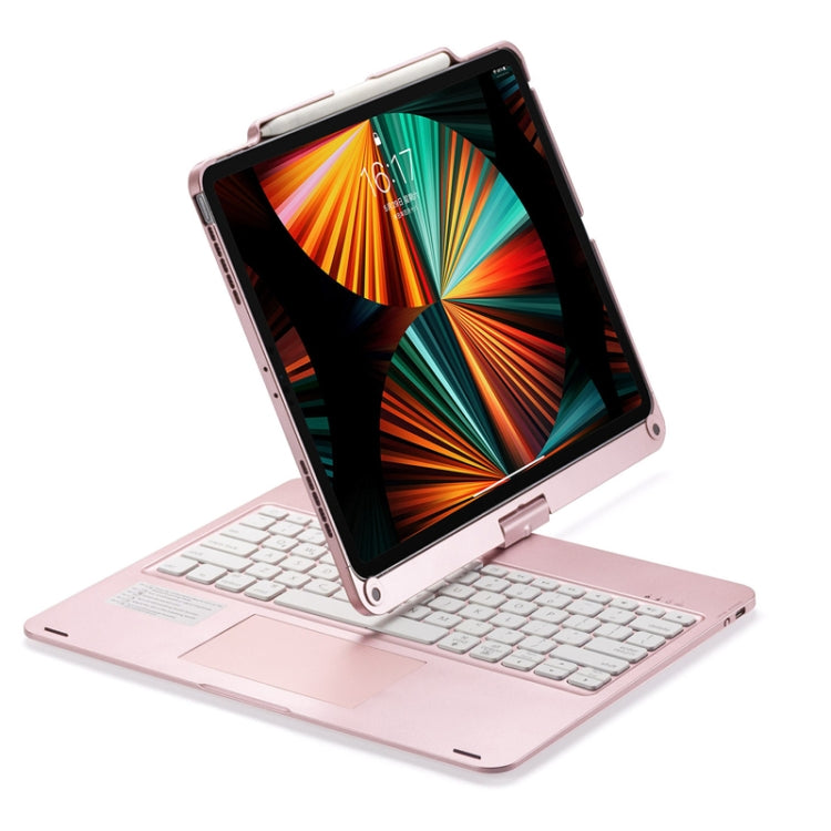For iPad Pro 12.9 Inch 2022/2021/2020/2018 Tablet Bluetooth Touch Keyboard With Backlight 360 Degree Rotation(Rose Gold) - For iPad Pro by PMC Jewellery | Online Shopping South Africa | PMC Jewellery | Buy Now Pay Later Mobicred