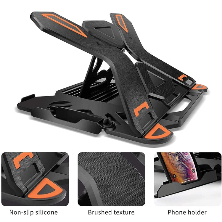 ICE COOREL E5 Laptop Folding And Lifting Cooling Bracket With Mobile Phone Holder Black with Rotating - Laptop Stand by ICE COOREL | Online Shopping South Africa | PMC Jewellery | Buy Now Pay Later Mobicred