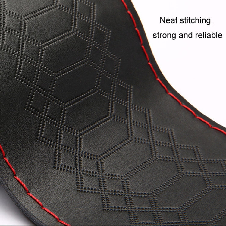 38cm Four-season Embossed Hand-sewn Cowhide Steering Wheel Cover(Black+Black Line) - Steering Wheel Accessories by PMC TechLife | Online Shopping South Africa | PMC TechLife | Buy Now Pay Later Mobicred