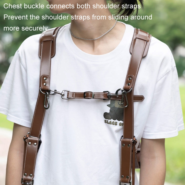 Cwatcun H90 Dual Camera Leather Strap Adjustable Multi-functional Convenient Camera Shoulder Strap, Color: 2.0 Brown - free shipping - PMC TechLife - Order now!