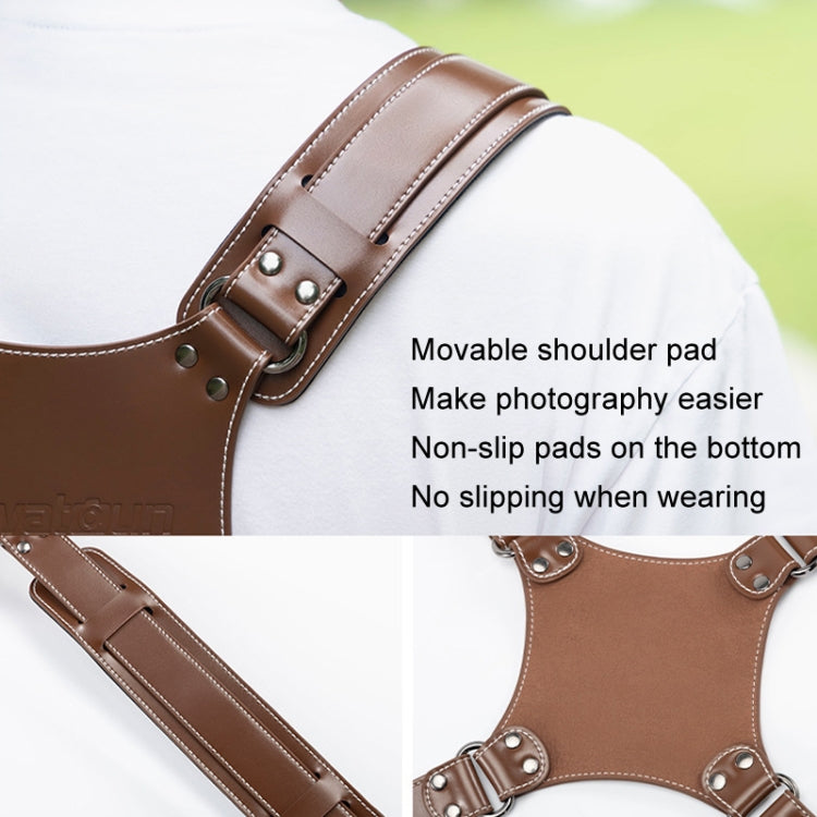 Cwatcun H90 Dual Camera Leather Strap Adjustable Multi-functional Convenient Camera Shoulder Strap, Color: 2.0 Brown - free shipping - PMC TechLife - Order now!