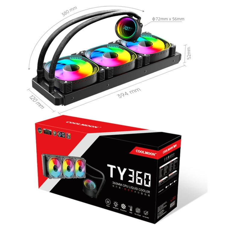 COOLMOON CM-YM-360T Computer ARGB Temperature Display Lens Multi-Platform Integrated CPU Cooler(White) - free shipping - PMC Jewellery - Order now!