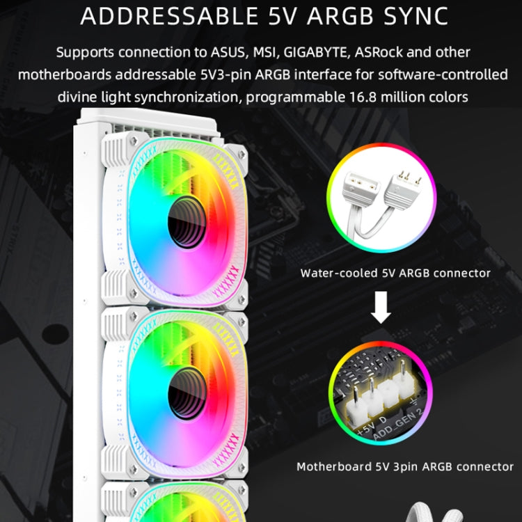 COOLMOON CM-YM-360T Computer ARGB Temperature Display Lens Multi-Platform Integrated CPU Cooler(Black) - free shipping - PMC Jewellery - Order now!