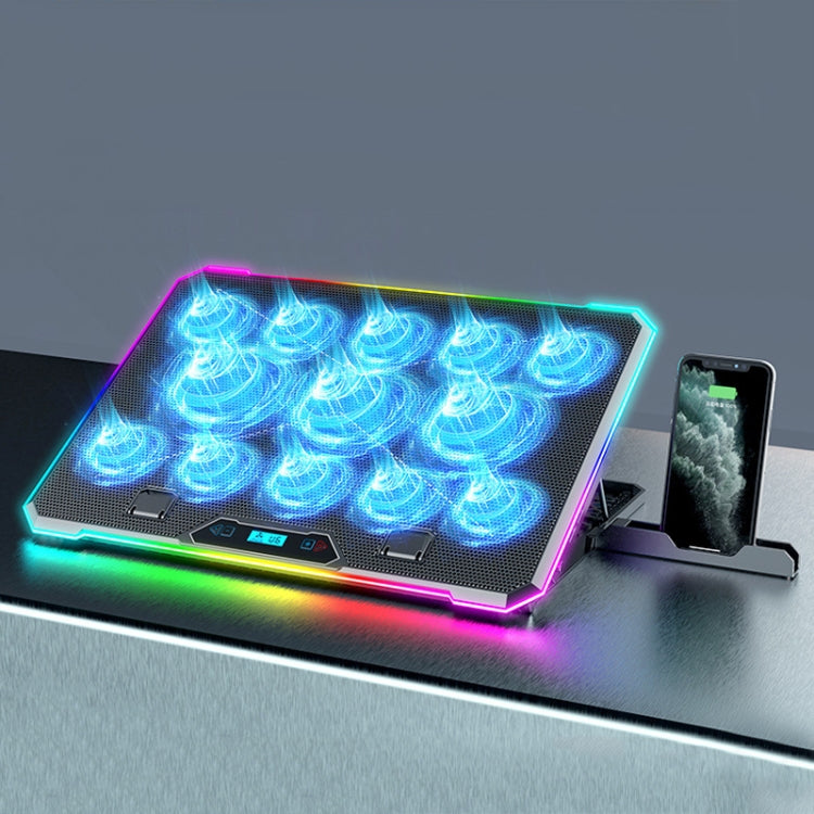 ICE COOREL K15C Smart Adjustable Laptop Radiator Base With RGB Lighting Effect, Color: 13 Fans - free shipping - PMC Jewellery - Order now!