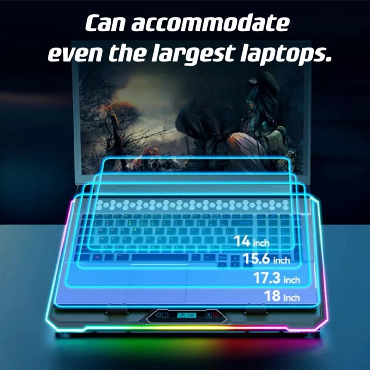 ICE COOREL K15C Smart Adjustable Laptop Radiator Base With RGB Lighting Effect, Color: 13 Fans - free shipping - PMC Jewellery - Order now!