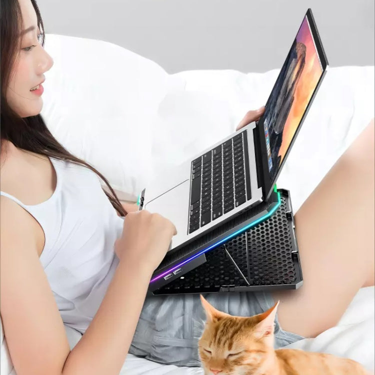 ICE COOREL K15C Smart Adjustable Laptop Radiator Base With RGB Lighting Effect, Color: 13 Fans - free shipping - PMC Jewellery - Order now!