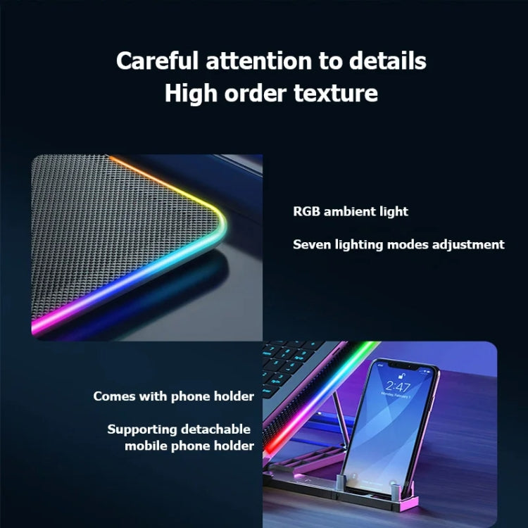 ICE COOREL A9R 6-fans Adjustable Laptop Stand Radiator with RGB Atmosphere Light(Black) - free shipping - PMC Jewellery - Order now!