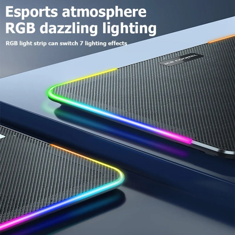 ICE COOREL A9R 6-fans Adjustable Laptop Stand Radiator with RGB Atmosphere Light(Black) - free shipping - PMC Jewellery - Order now!