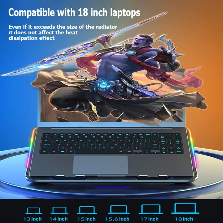 ICE COOREL A9R 6-fans Adjustable Laptop Stand Radiator with RGB Atmosphere Light(Black) - free shipping - PMC Jewellery - Order now!