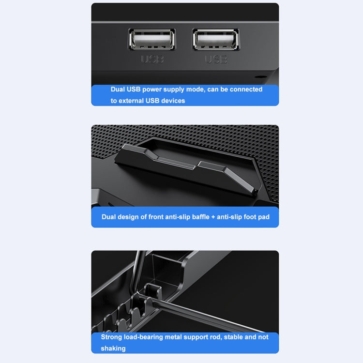 ICE COOREL K22 4-fans Adjustable Laptop Radiator Base with Atmosphere Light with LCD Display - free shipping - PMC Jewellery - Order now!