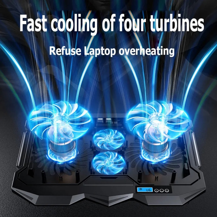 ICE COOREL K22 4-fans Adjustable Laptop Radiator Base with Atmosphere Light with LCD Display - free shipping - PMC Jewellery - Order now!